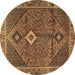 Round Machine Washable Persian Brown Traditional Rug, wshtr2740brn