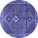 Round Persian Blue Traditional Rug, tr2740blu