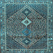 Square Machine Washable Persian Light Blue Traditional Rug, wshtr2740lblu