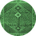 Round Persian Emerald Green Traditional Rug, tr2740emgrn