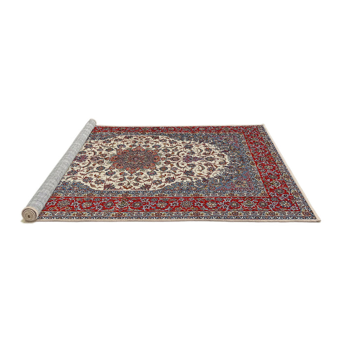 Sideview of Machine Washable Traditional Tan Brown Rug, wshtr2741