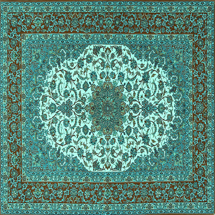 Square Medallion Turquoise Traditional Rug, tr2741turq