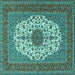 Square Medallion Turquoise Traditional Rug, tr2741turq