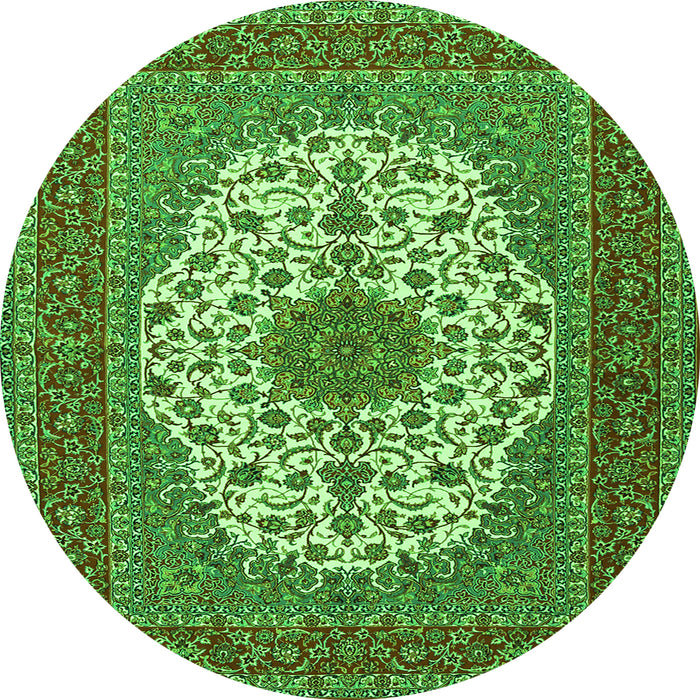 Machine Washable Medallion Green Traditional Area Rugs, wshtr2741grn