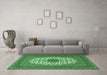 Machine Washable Medallion Emerald Green Traditional Area Rugs in a Living Room,, wshtr2741emgrn