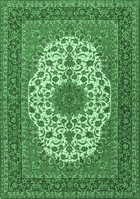 Medallion Emerald Green Traditional Rug, tr2741emgrn