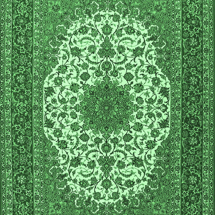 Medallion Emerald Green Traditional Rug, tr2741emgrn
