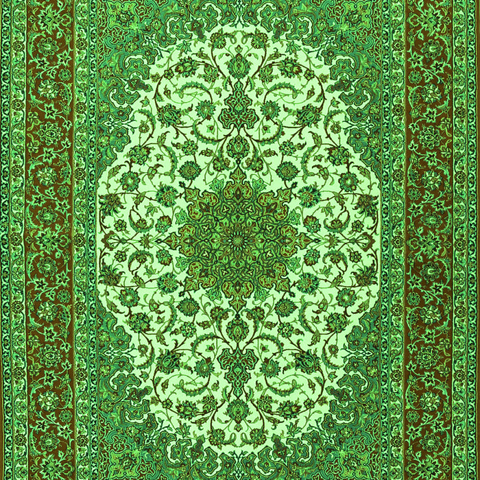 Serging Thickness of Machine Washable Medallion Green Traditional Area Rugs, wshtr2741grn