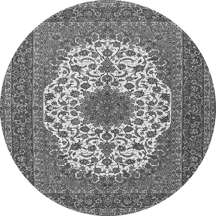 Machine Washable Medallion Gray Traditional Rug, wshtr2741gry