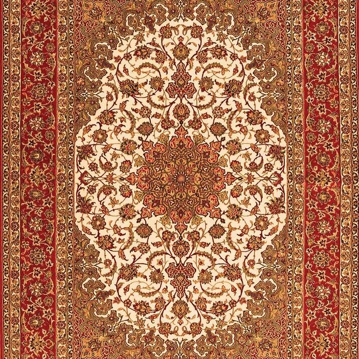 Serging Thickness of Machine Washable Medallion Orange Traditional Area Rugs, wshtr2741org