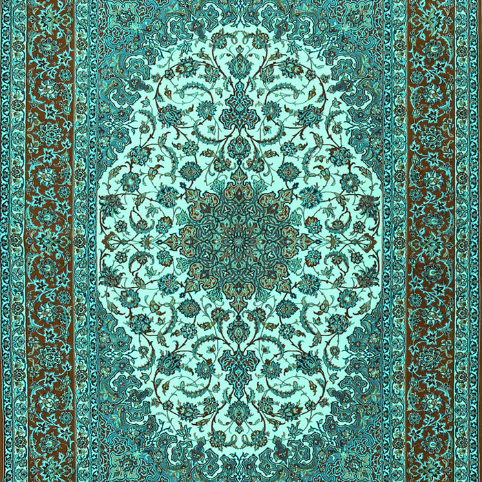 Machine Washable Medallion Turquoise Traditional Area Rugs, wshtr2741turq