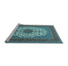 Sideview of Machine Washable Medallion Light Blue Traditional Rug, wshtr2741lblu