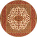 Square Medallion Orange Traditional Rug, tr2741org