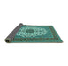 Sideview of Medallion Turquoise Traditional Rug, tr2741turq