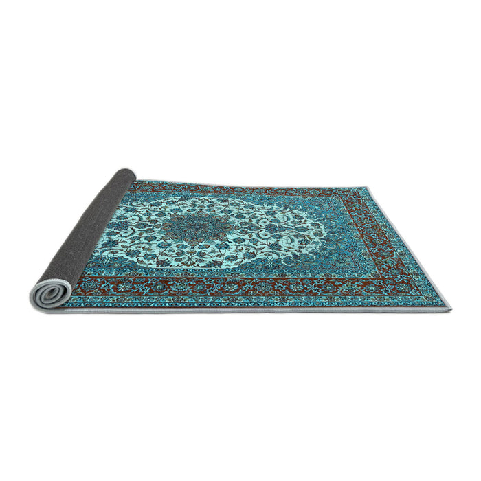 Sideview of Medallion Light Blue Traditional Rug, tr2741lblu