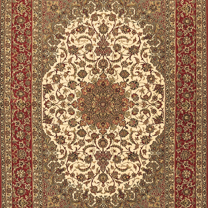Machine Washable Medallion Brown Traditional Rug, wshtr2741brn