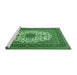 Sideview of Machine Washable Medallion Emerald Green Traditional Area Rugs, wshtr2741emgrn