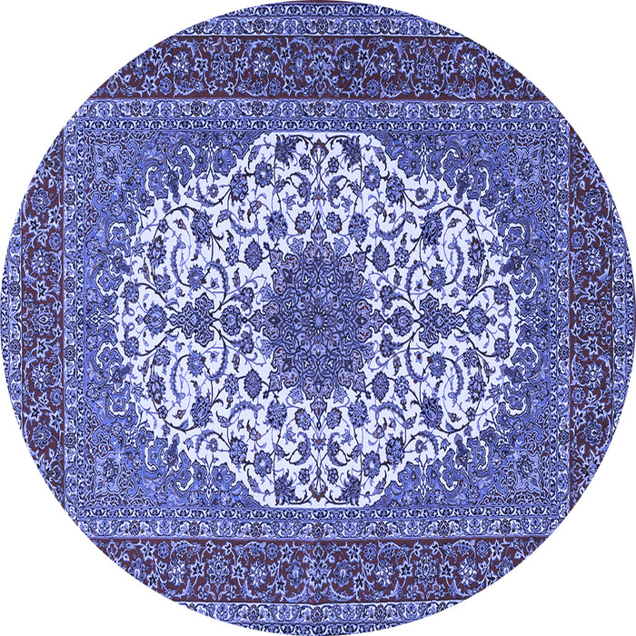 Round Medallion Blue Traditional Rug, tr2741blu