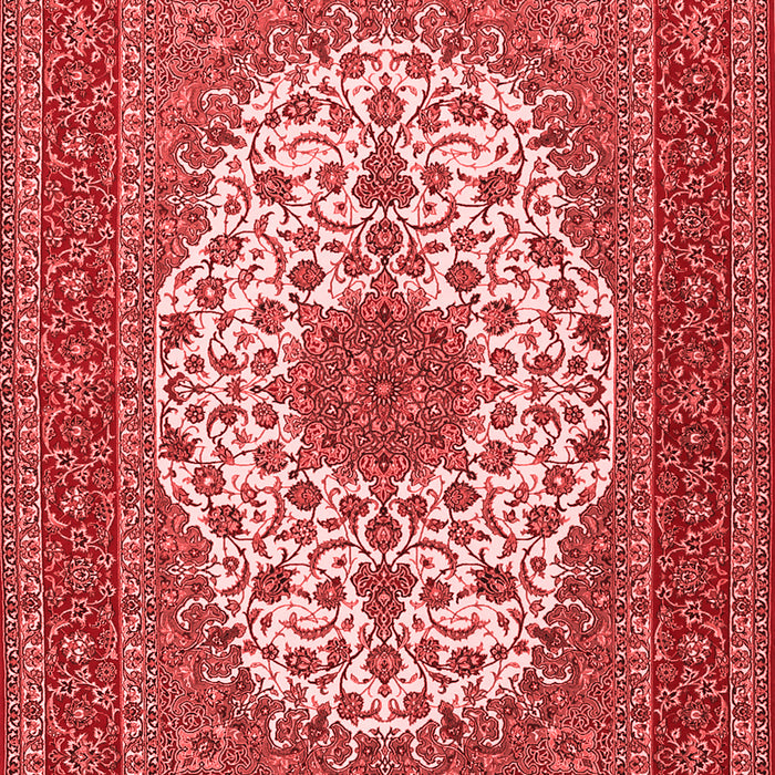 Machine Washable Medallion Red Traditional Rug, wshtr2741red
