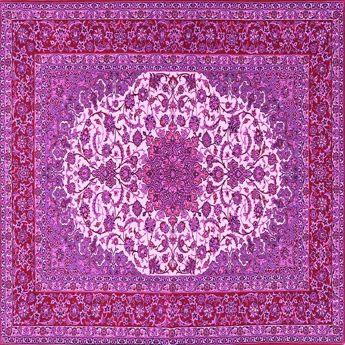 Square Machine Washable Medallion Pink Traditional Rug, wshtr2741pnk