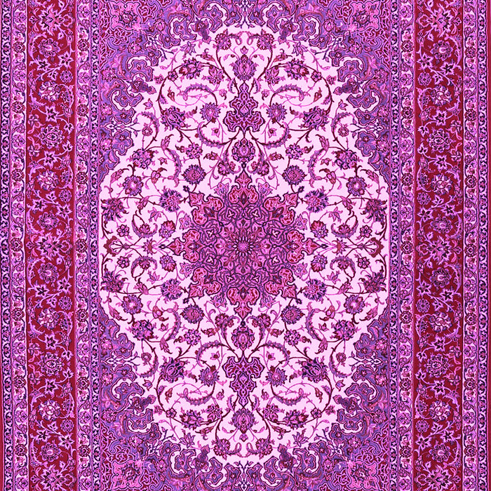 Machine Washable Medallion Pink Traditional Rug, wshtr2741pnk