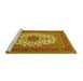 Sideview of Machine Washable Medallion Yellow Traditional Rug, wshtr2741yw