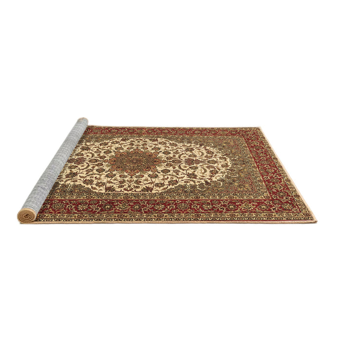 Sideview of Machine Washable Medallion Brown Traditional Rug, wshtr2741brn