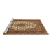 Sideview of Machine Washable Medallion Brown Traditional Rug, wshtr2741brn