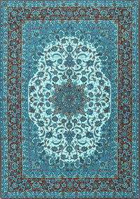 Medallion Light Blue Traditional Rug, tr2741lblu