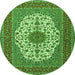 Square Medallion Green Traditional Rug, tr2741grn