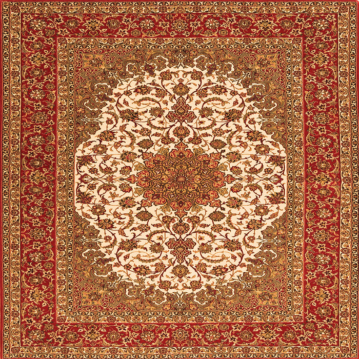 Serging Thickness of Medallion Orange Traditional Rug, tr2741org