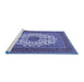 Sideview of Machine Washable Medallion Blue Traditional Rug, wshtr2741blu