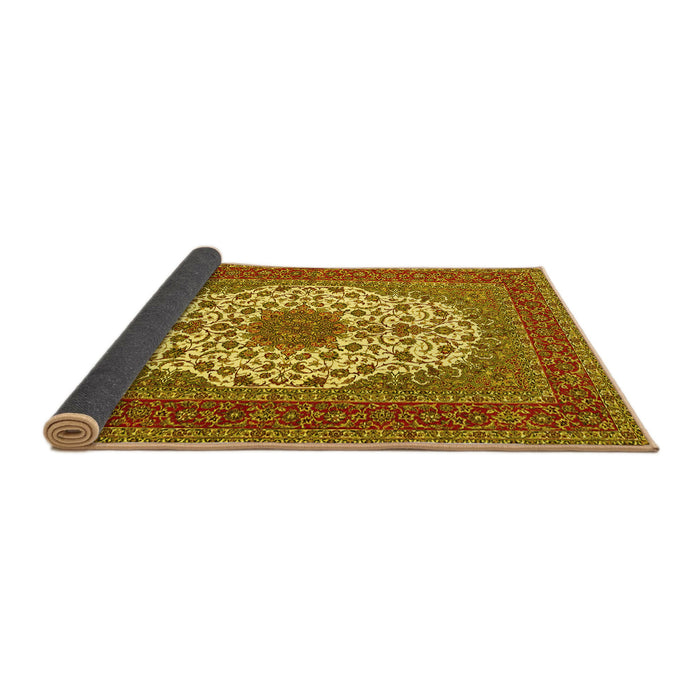 Sideview of Medallion Yellow Traditional Rug, tr2741yw