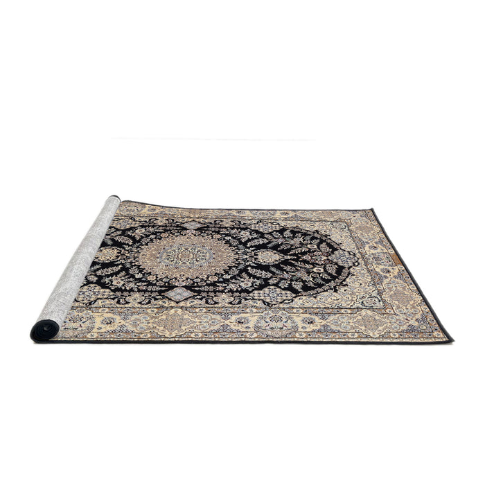 Sideview of Machine Washable Traditional Desert Sand Beige Rug, wshtr2742