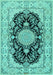 Machine Washable Medallion Turquoise Traditional Area Rugs, wshtr2742turq