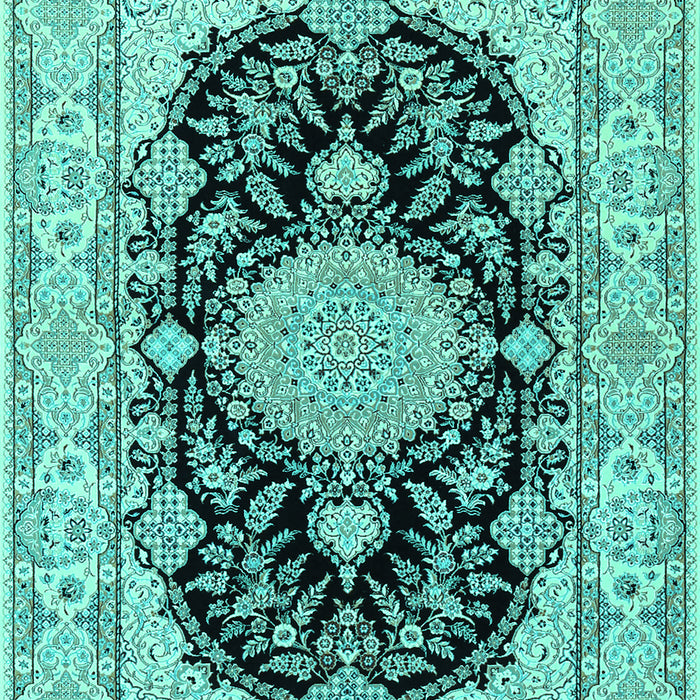 Machine Washable Medallion Turquoise Traditional Area Rugs, wshtr2742turq