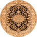 Square Medallion Orange Traditional Rug, tr2742org