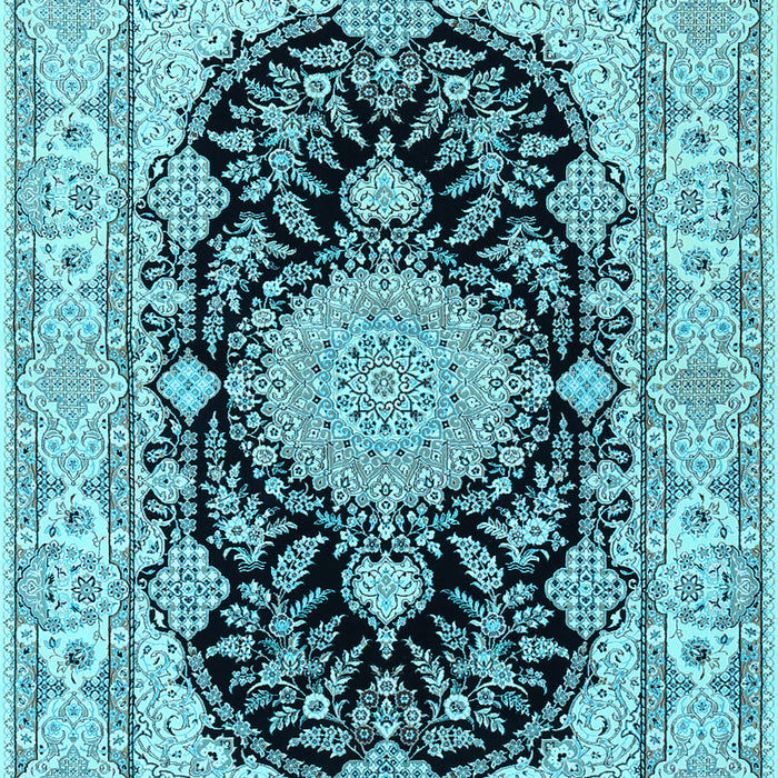 Medallion Light Blue Traditional Rug, tr2742lblu