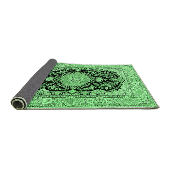 Sideview of Medallion Emerald Green Traditional Rug, tr2742emgrn