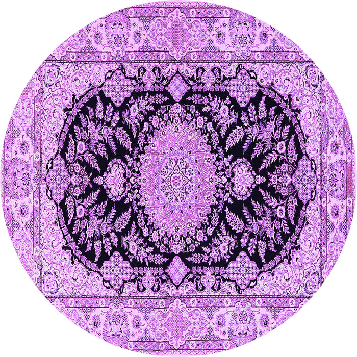 Round Medallion Purple Traditional Rug, tr2742pur