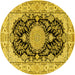 Round Medallion Yellow Traditional Rug, tr2742yw