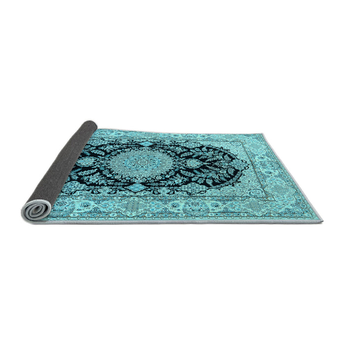 Sideview of Medallion Light Blue Traditional Rug, tr2742lblu