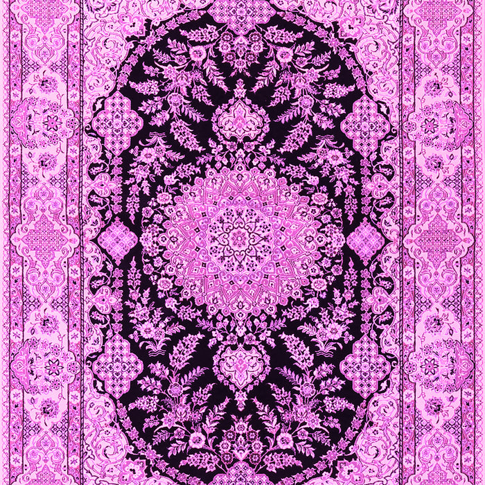 Machine Washable Medallion Pink Traditional Rug, wshtr2742pnk