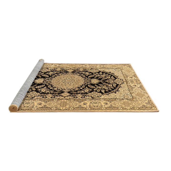 Sideview of Machine Washable Medallion Brown Traditional Rug, wshtr2742brn