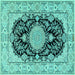 Square Medallion Turquoise Traditional Rug, tr2742turq