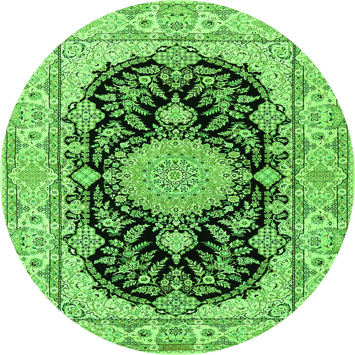 Machine Washable Medallion Green Traditional Area Rugs, wshtr2742grn