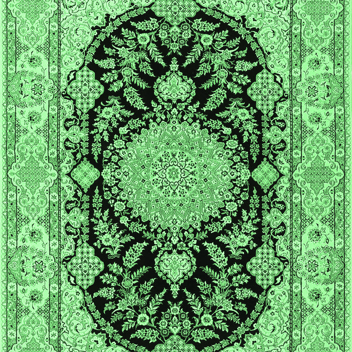 Machine Washable Medallion Emerald Green Traditional Area Rugs, wshtr2742emgrn