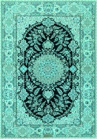 Medallion Turquoise Traditional Rug, tr2742turq