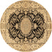 Round Medallion Brown Traditional Rug, tr2742brn