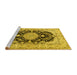 Sideview of Machine Washable Medallion Yellow Traditional Rug, wshtr2742yw